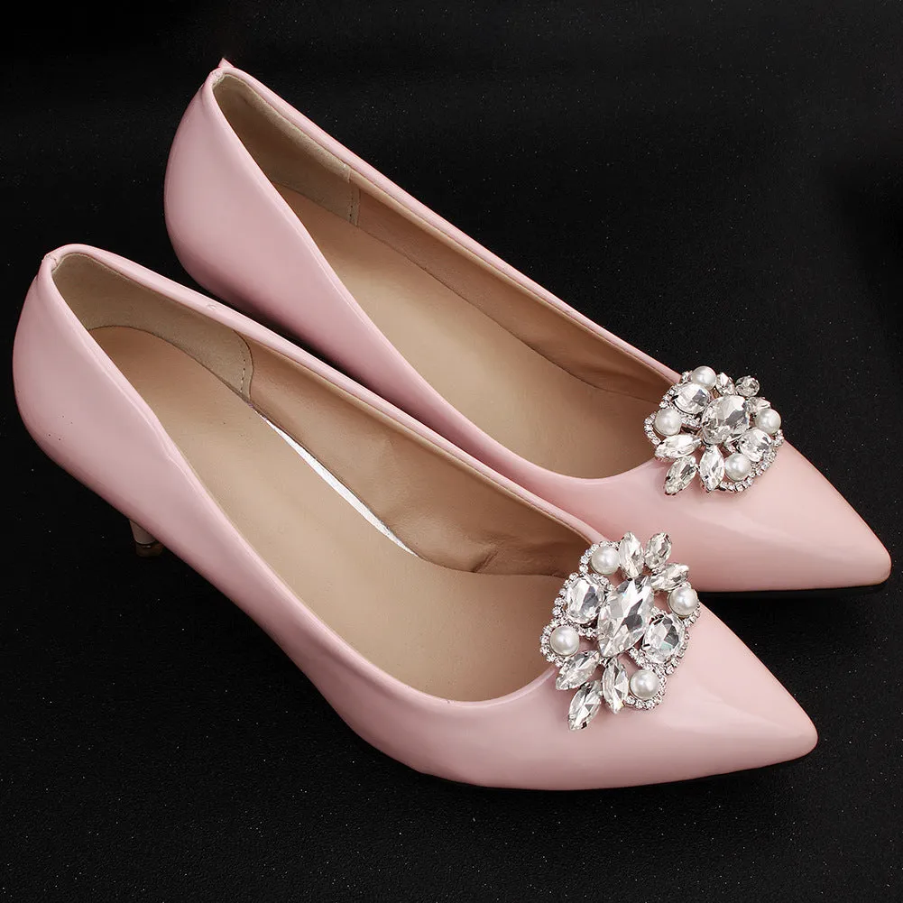 1 Pair Shoe Clip Rhinestone Pearl Decoration Wedding Shoes Accessory