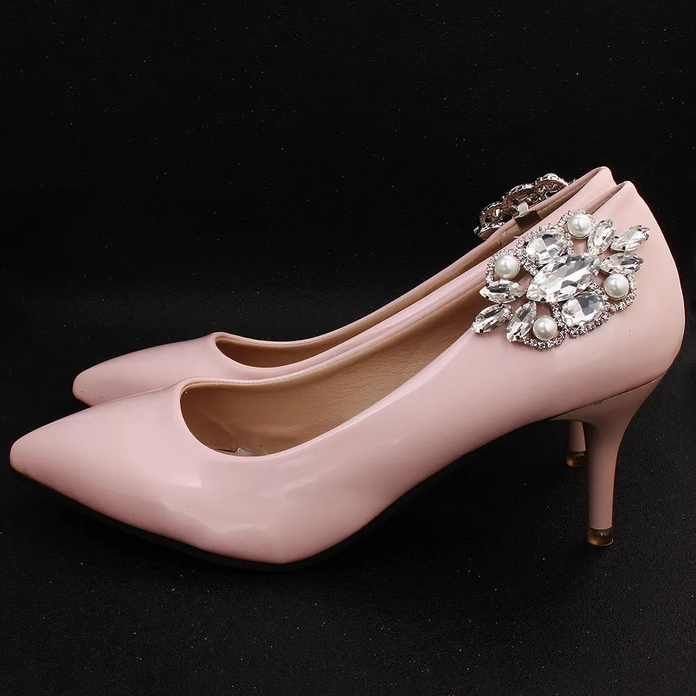 1 Pair Shoe Clip Rhinestone Pearl Decoration Wedding Shoes Accessory