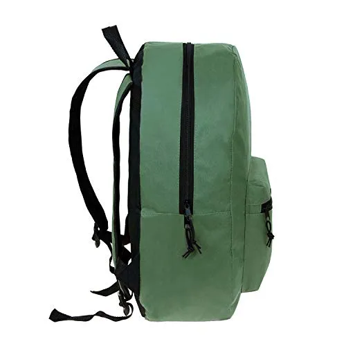 15" Wholesale Classic Basic Backpack in 6 Assorted Colors - Bulk Case of 24 Bookbags