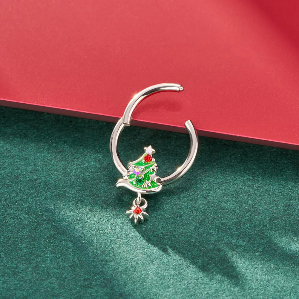 16G Festive Christmas Tree Hinged Segment Septum Ring