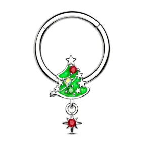 16G Festive Christmas Tree Hinged Segment Septum Ring