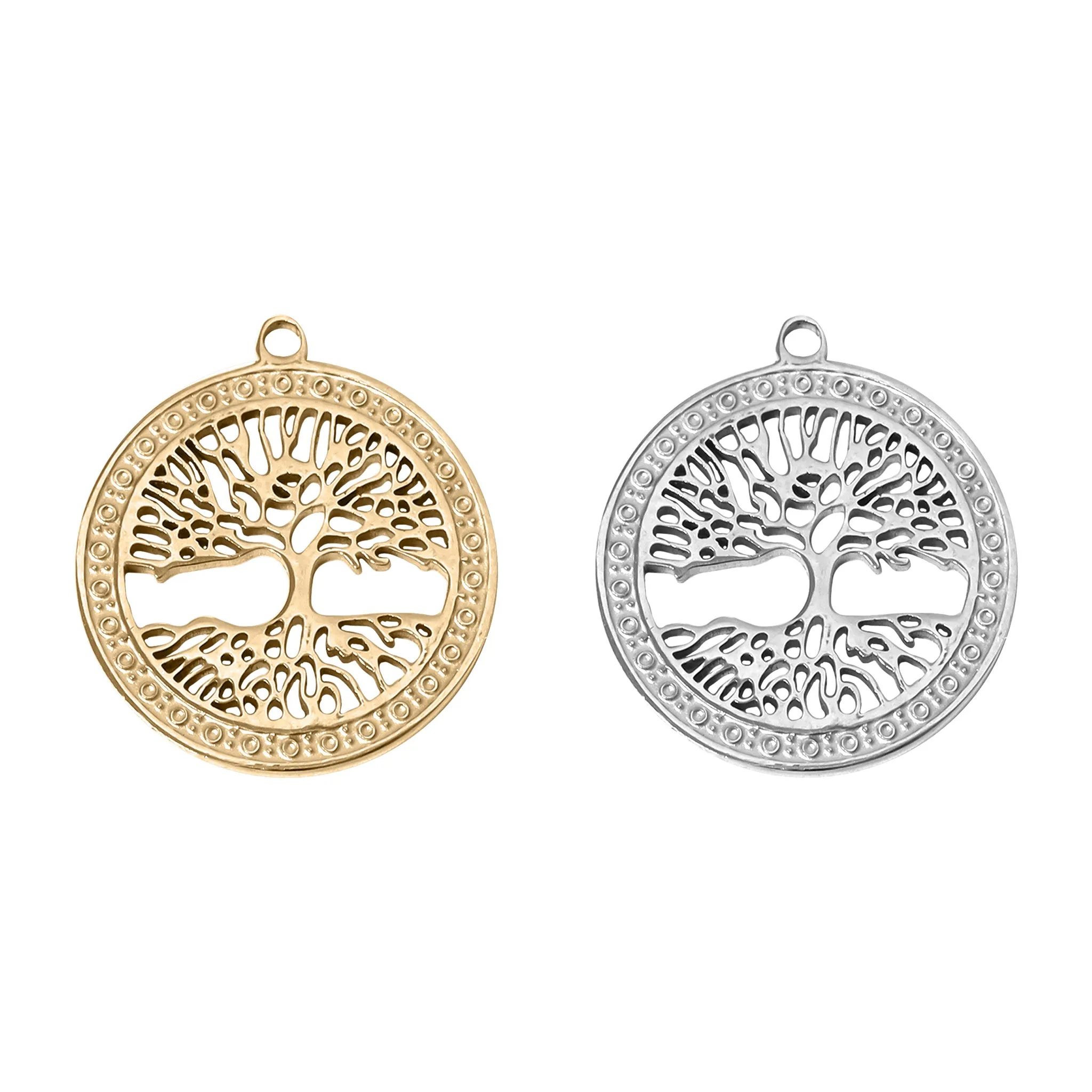 18K Gold PVD Stainless Steel Tree of Life Charm / PDL0061