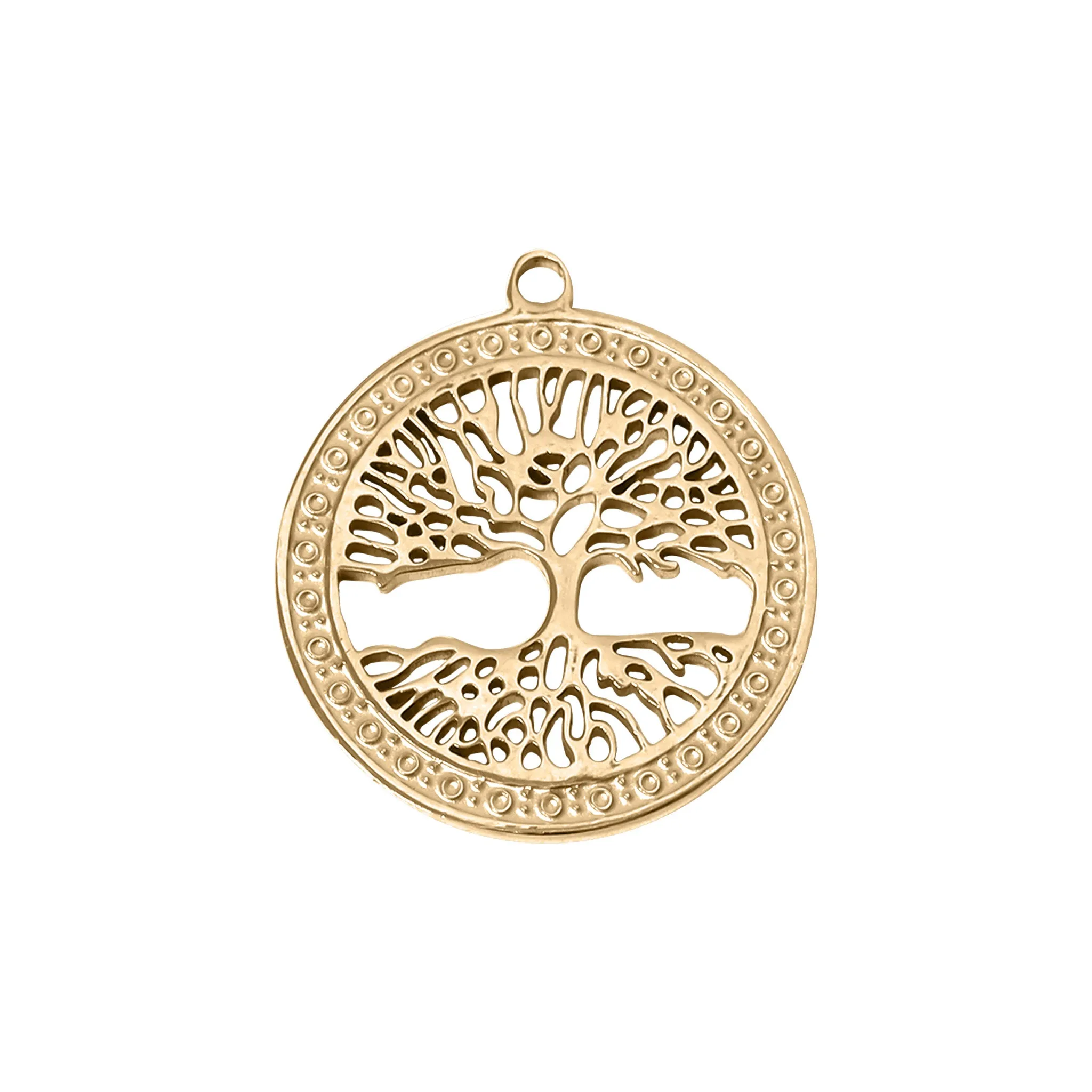 18K Gold PVD Stainless Steel Tree of Life Charm / PDL0061