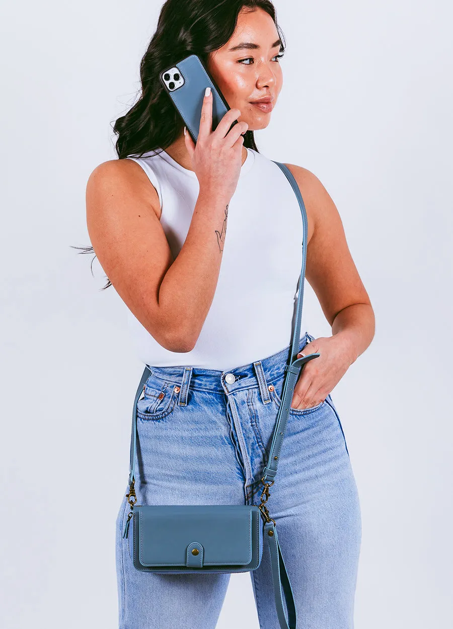 2-in-1 Crossbody Wallet Phone Case in Dove Blue