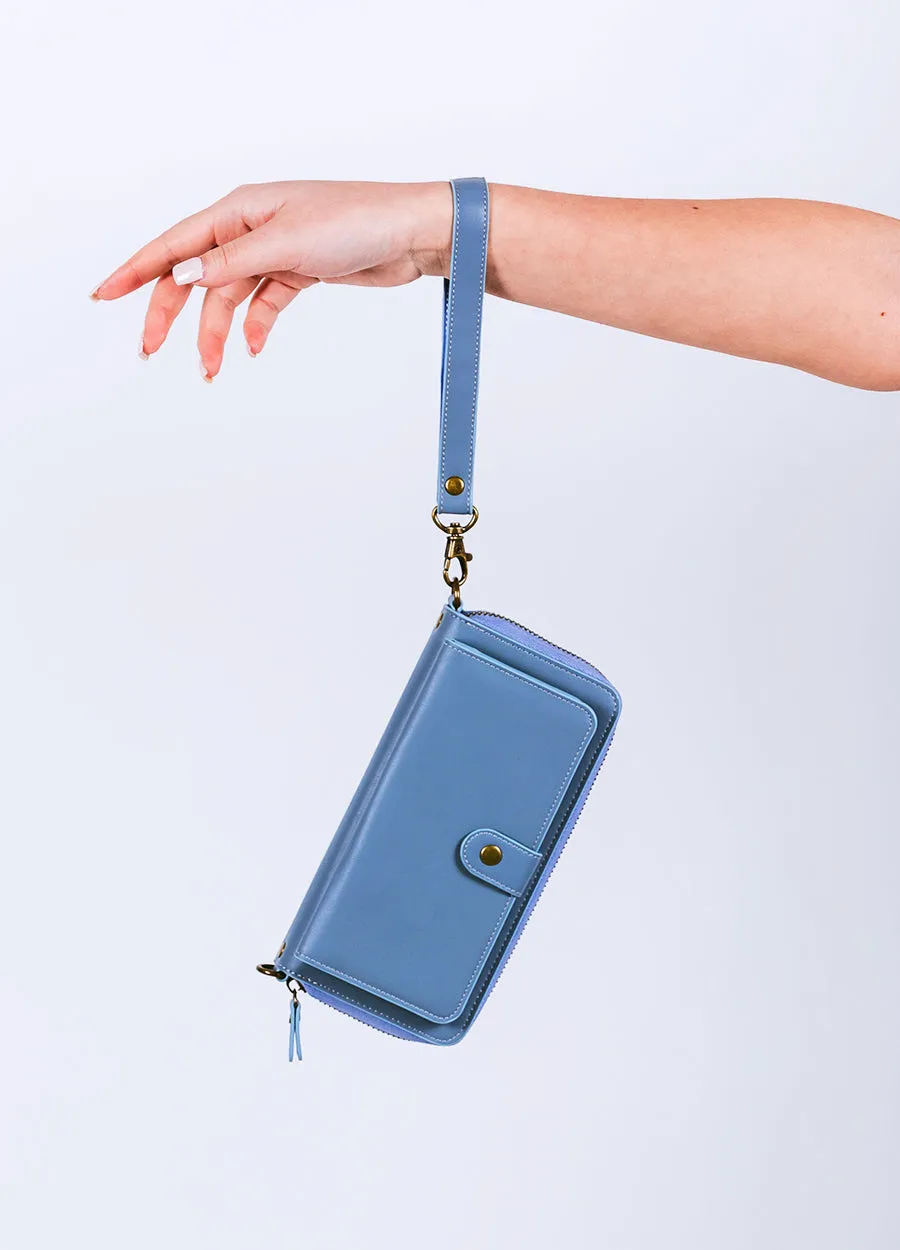 2-in-1 Crossbody Wallet Phone Case in Dove Blue