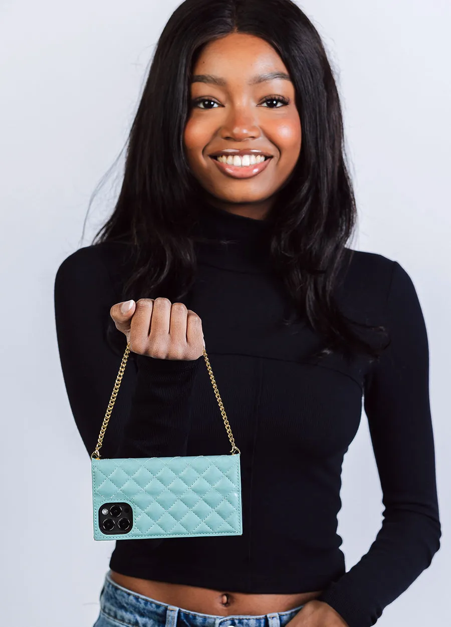 2-in-1 Quilted Wallet Case in Mint