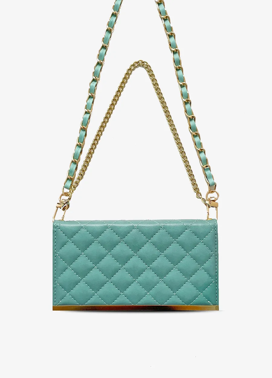 2-in-1 Quilted Wallet Case in Mint