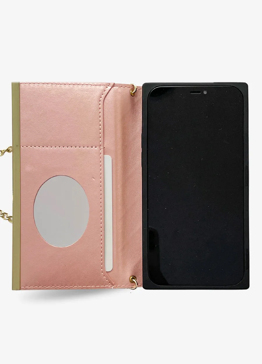 2-in-1 Quilted Wallet Case in Rose Gold