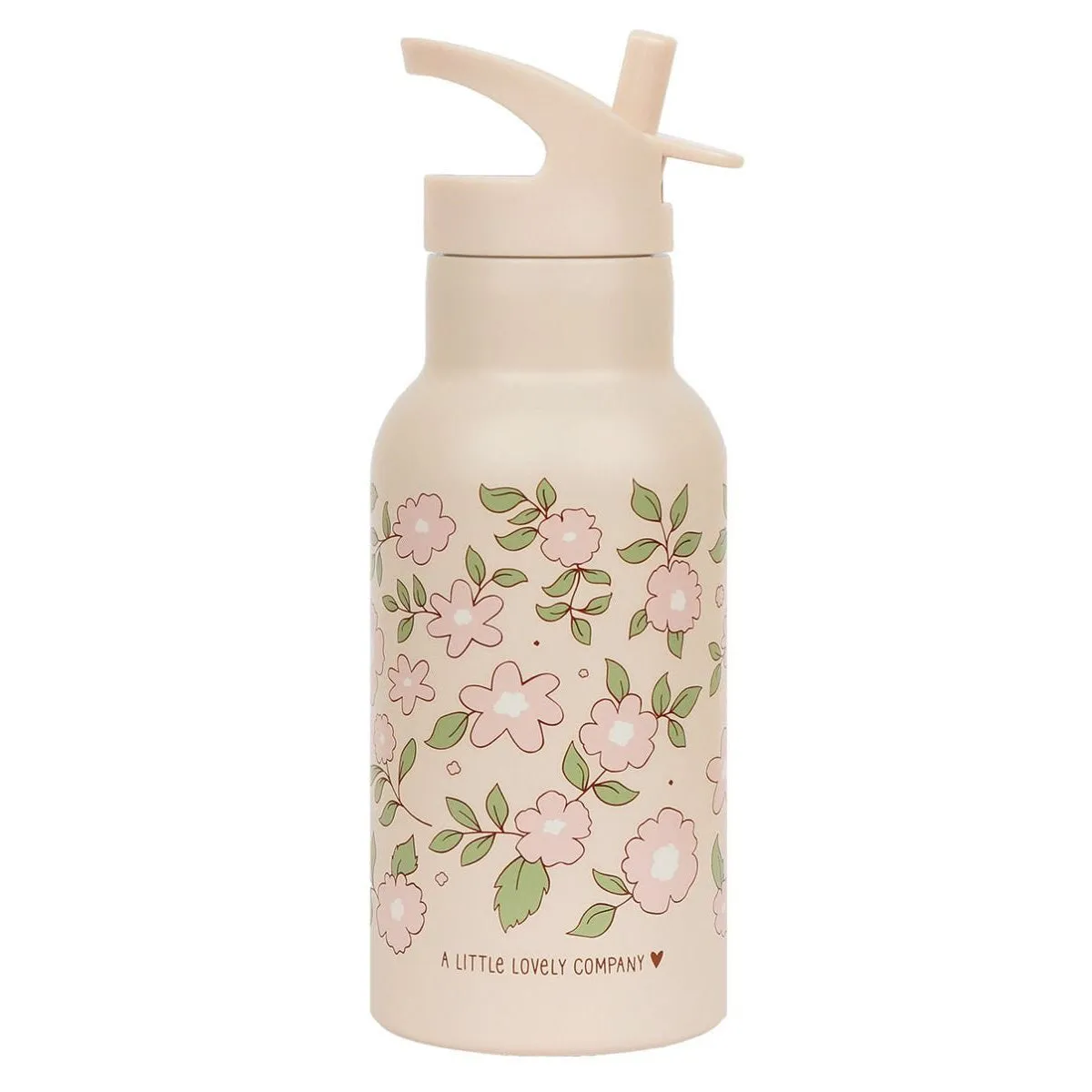 A Little Lovely Company Stainless Steel Drink Bottle: Blossoms Pink