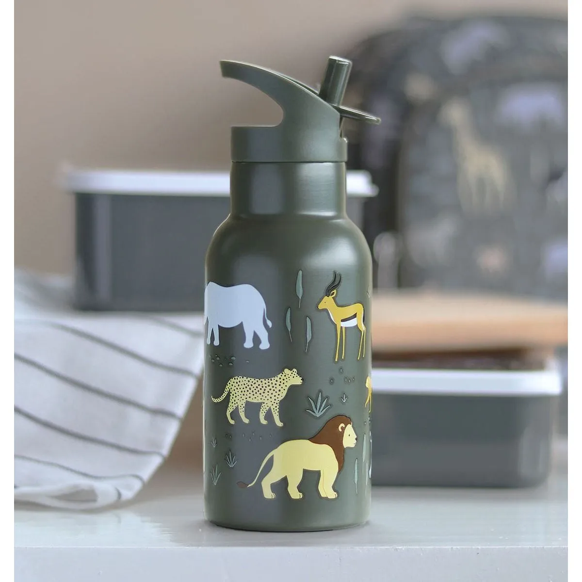 A Little Lovely Company Stainless Steel Drink Bottle: Savanna