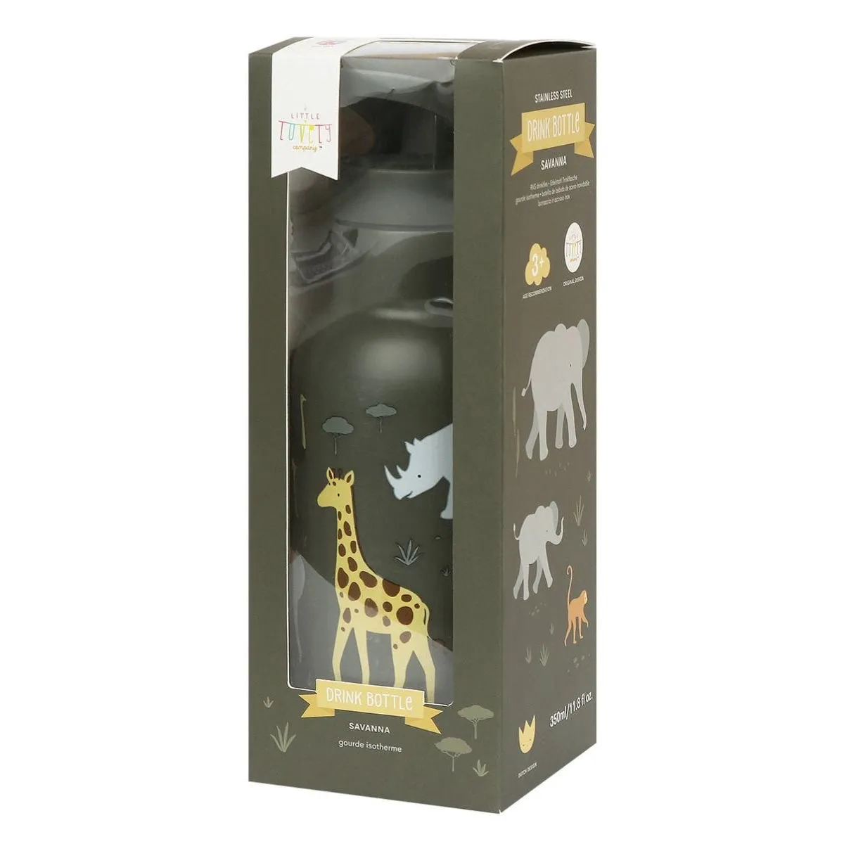 A Little Lovely Company Stainless Steel Drink Bottle: Savanna