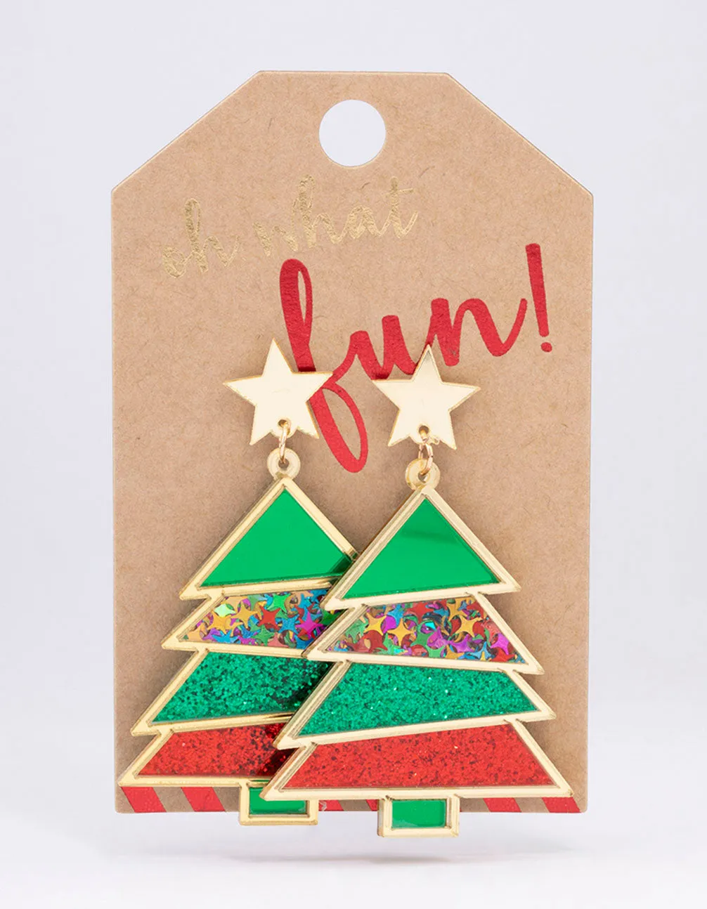 Acrylic Geometric Christmas Tree Drop Earrings