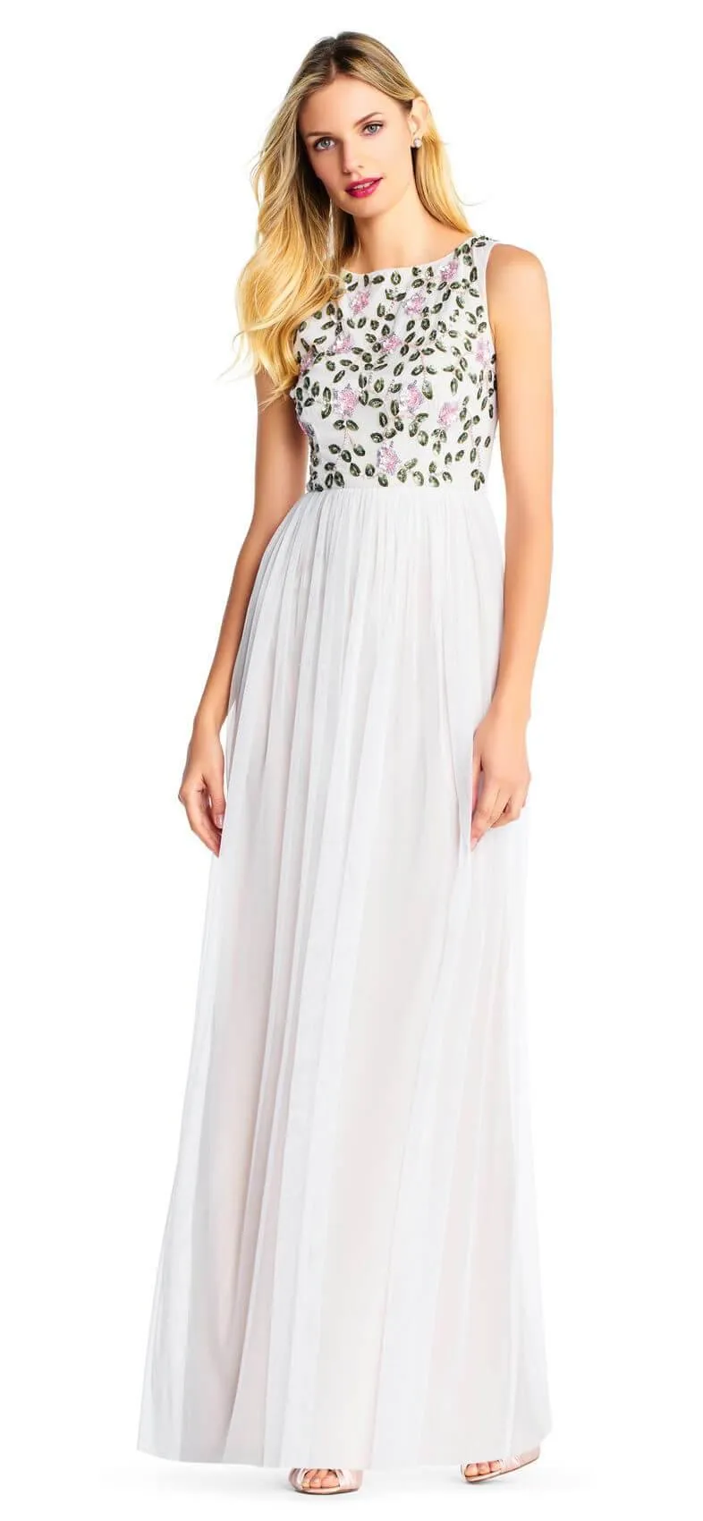 Adrianna Papell AP1E203409 Adrianna Papel Long Formal Prom Dress Ivory Multi