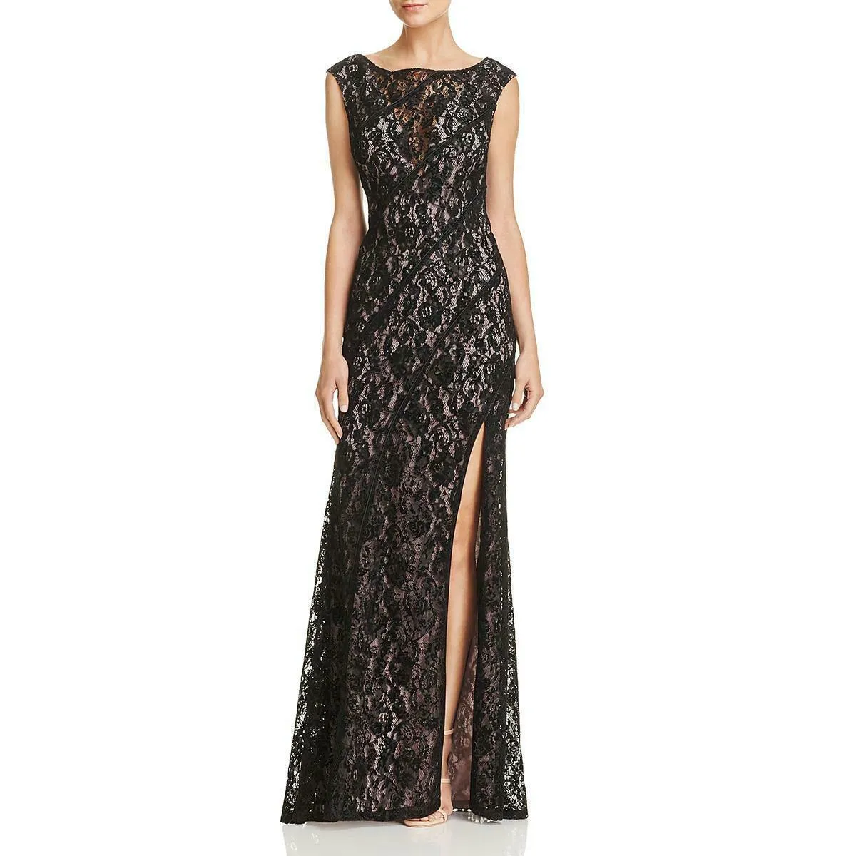 Aidan by Aidan Mattox Long Formal Floral Lace Dress