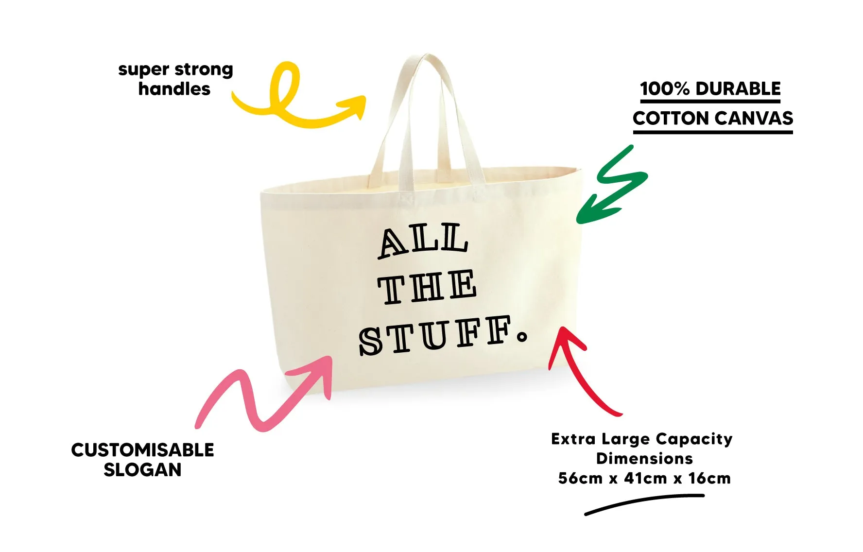 All The Stuff - Super Huge Canvas Tote Bag