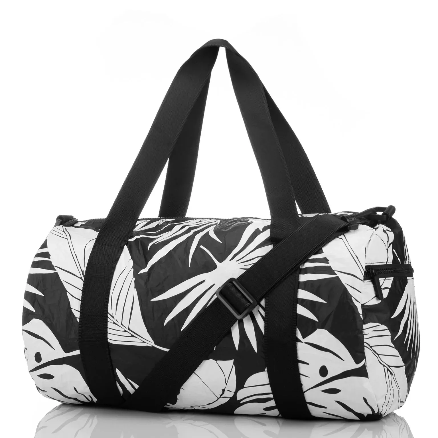 Aloha Le Palm White on Black Duffel