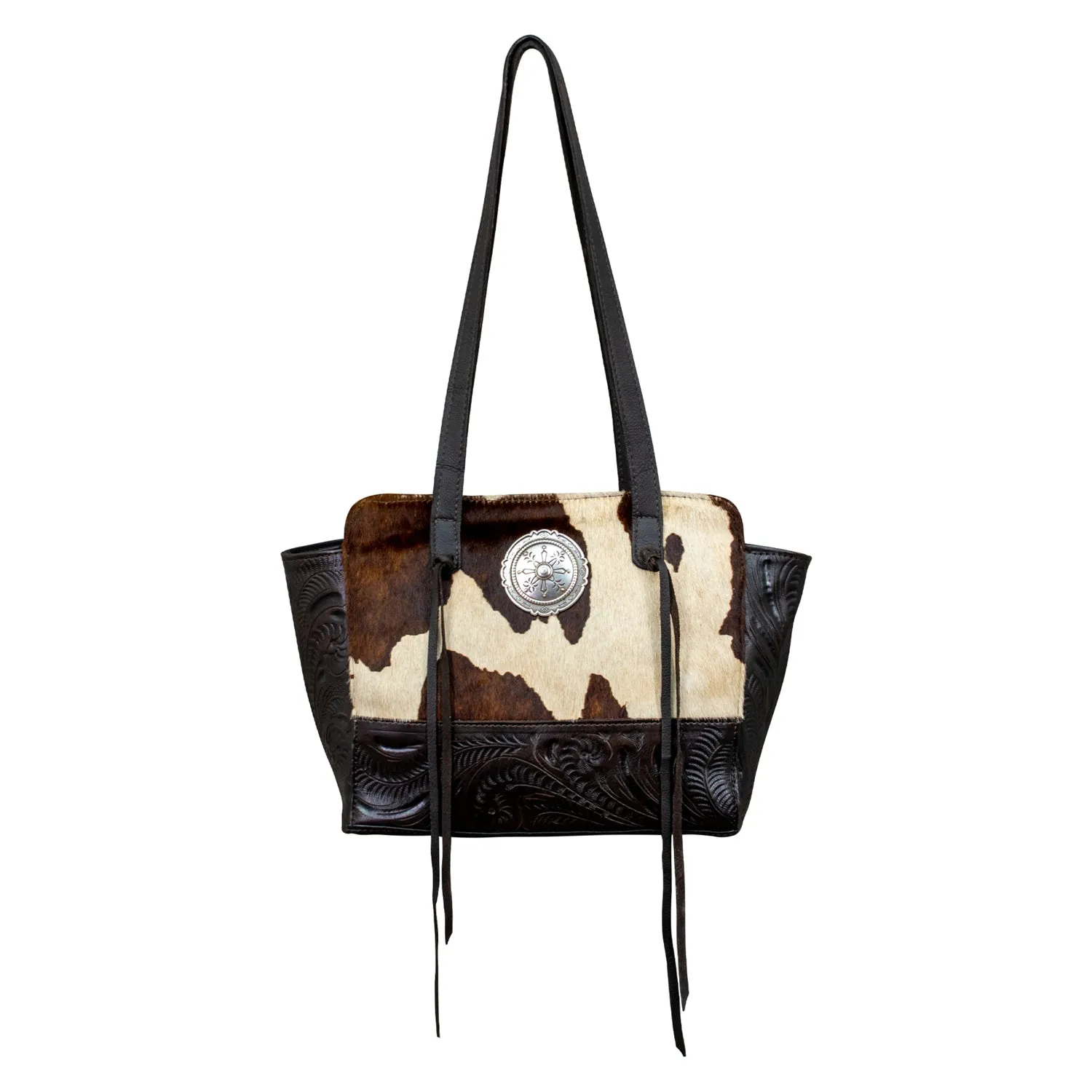 American West Womens Cow Town 11-Inch Cowhide Pony Hair-On Leather Shoulder Tote Bag