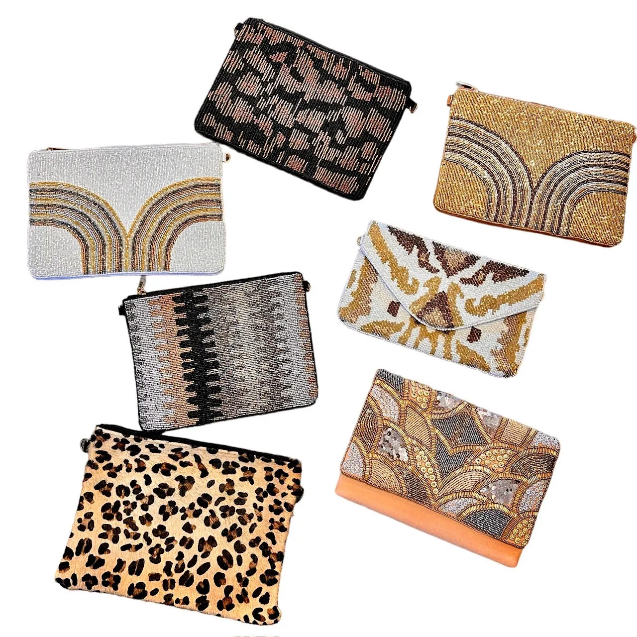 Animal Print Cowhide Clutch in leopard/light brown