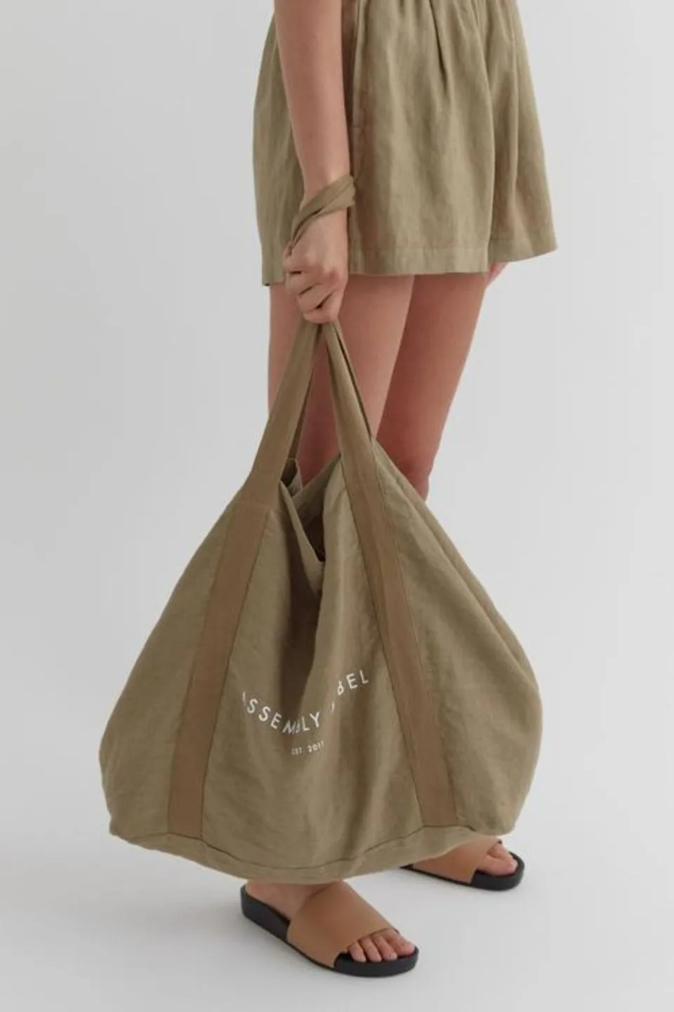 Assembly Label Linen Khaki Tote Bag