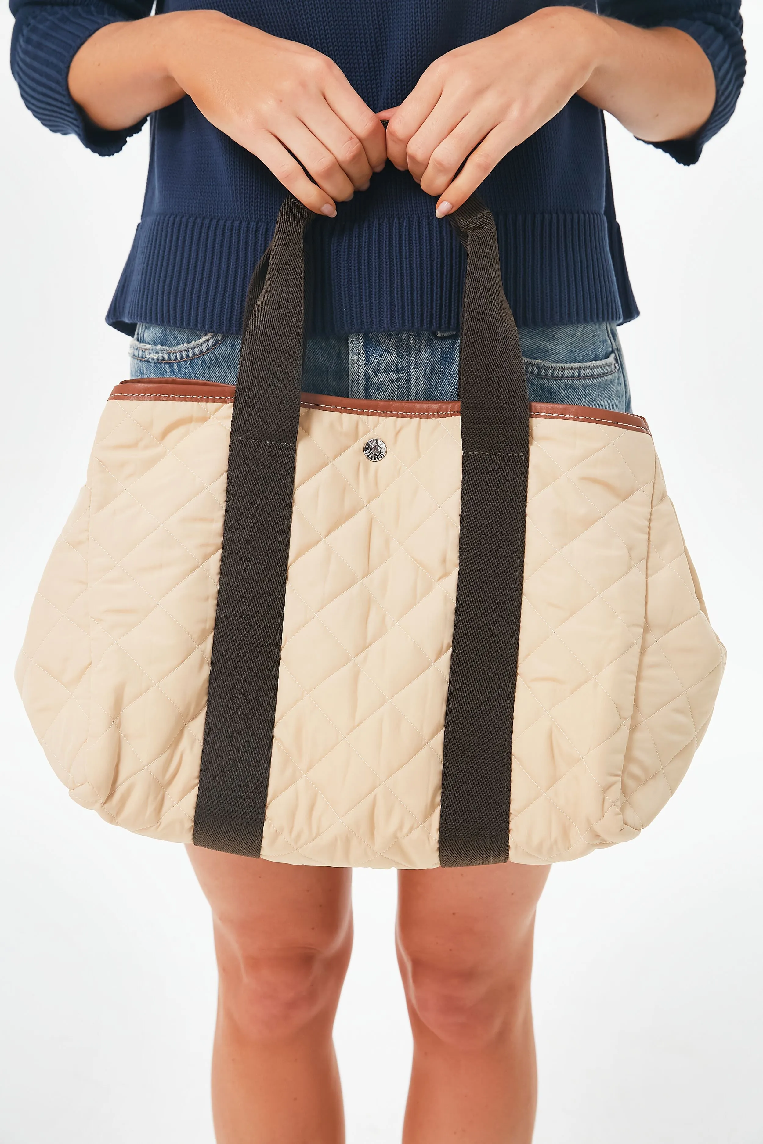 Beige Traversee M Quilted Tote