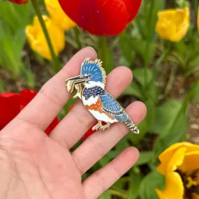 Belted Kingfisher Pin