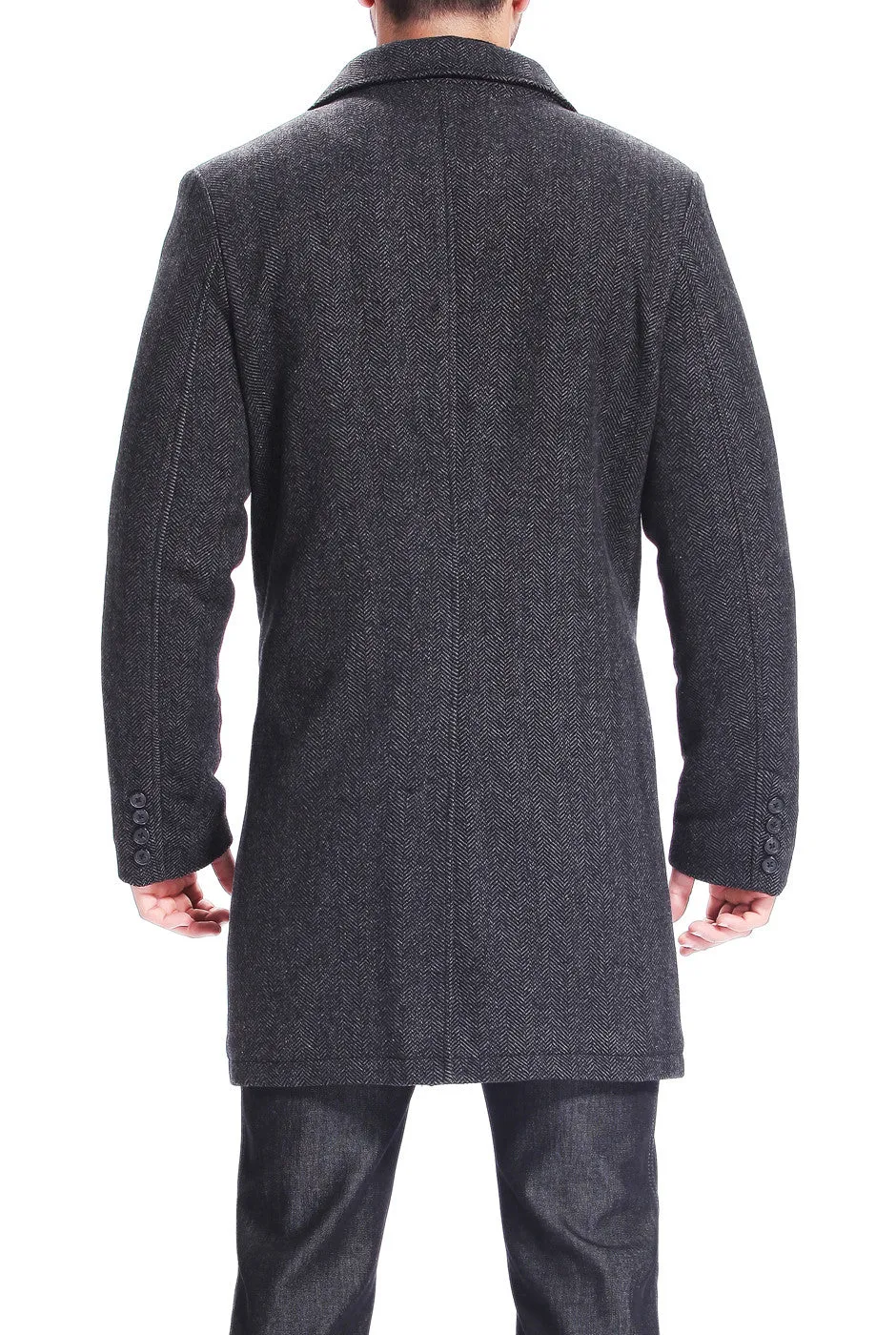 BGSD Men Derek Herringbone Wool Blend Bibbed Walking Coat