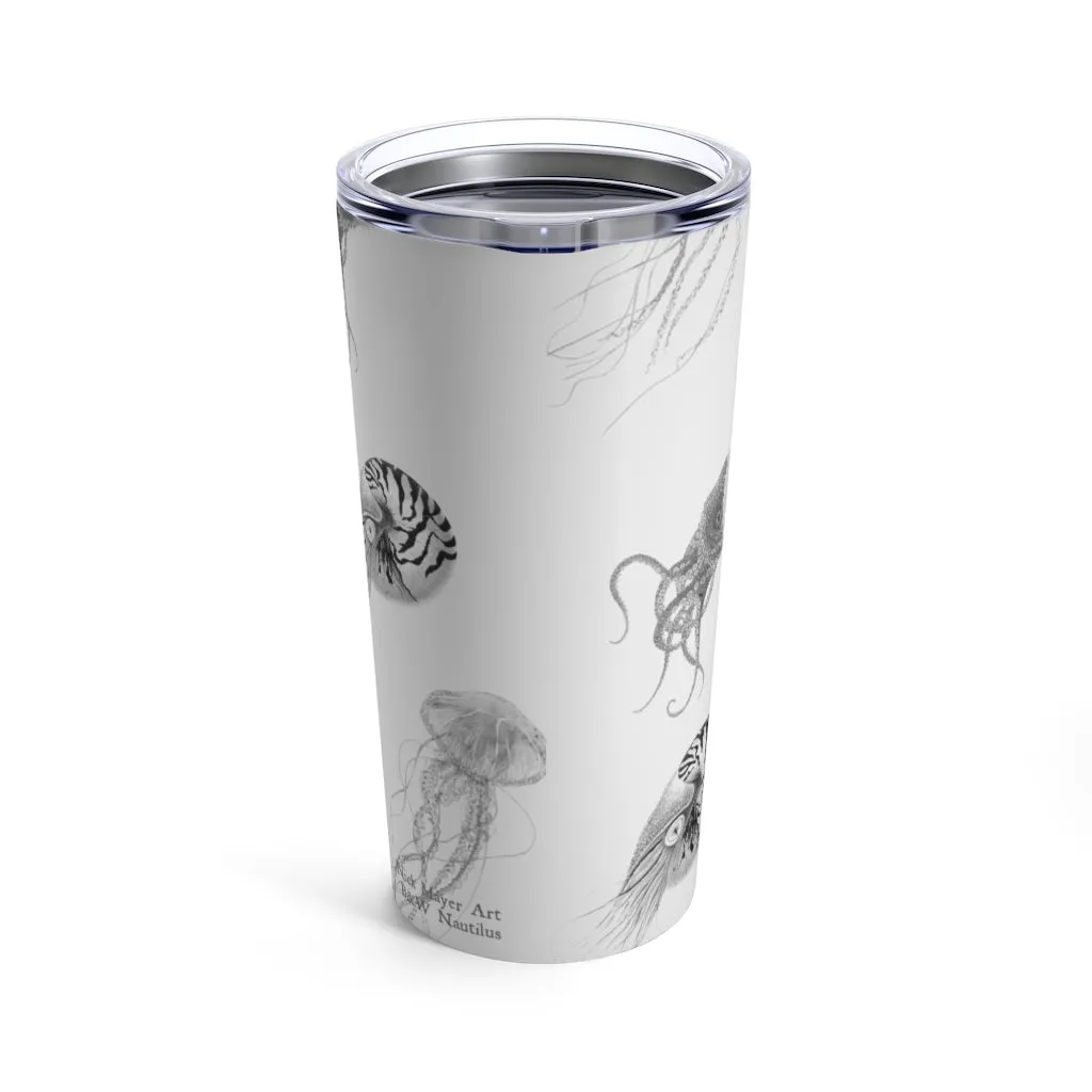 Black and White Nautilus, 20 oz Steel Tumbler