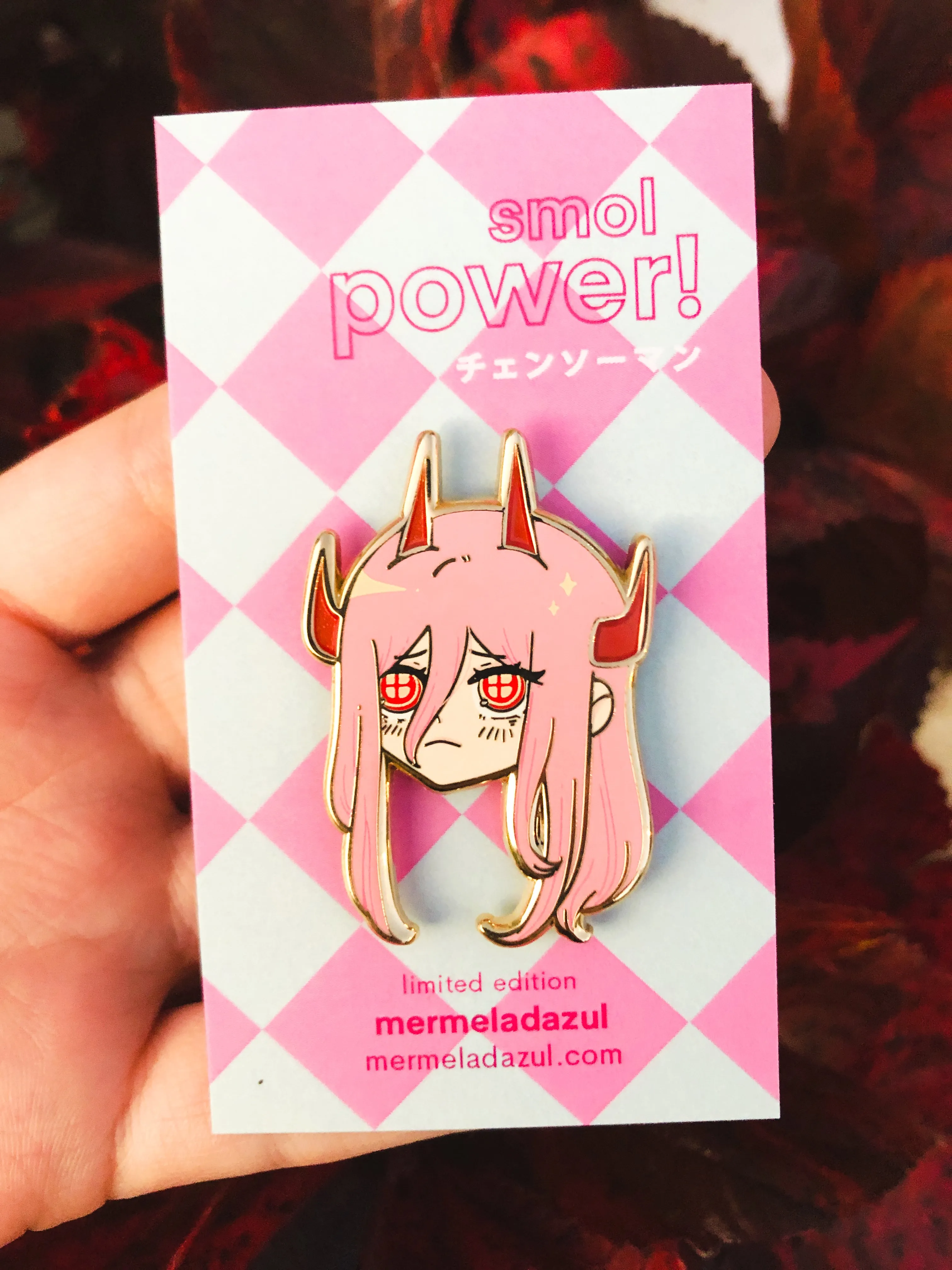 Blood fiend girl head enamel pin