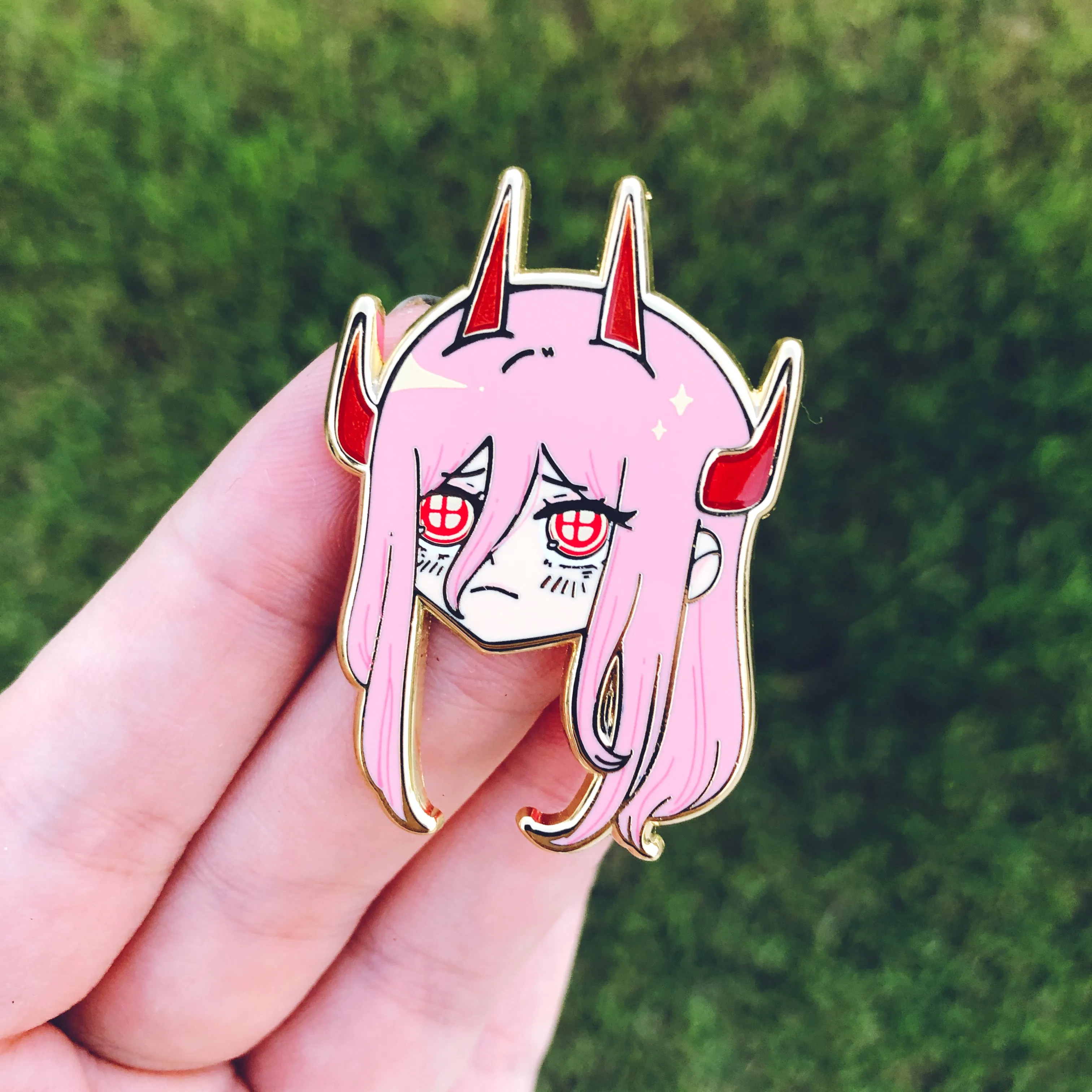 Blood fiend girl head enamel pin