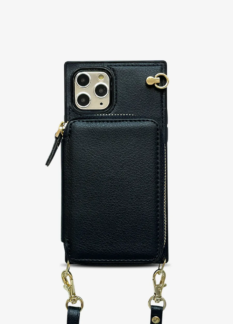 Boxy Crossbody Wallet Case in Black