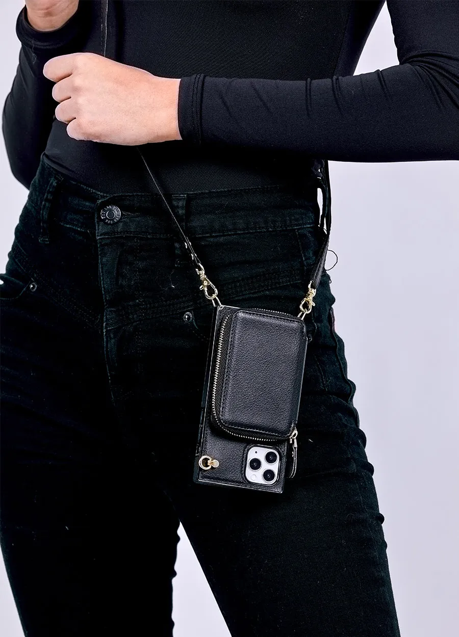 Boxy Crossbody Wallet Case in Black