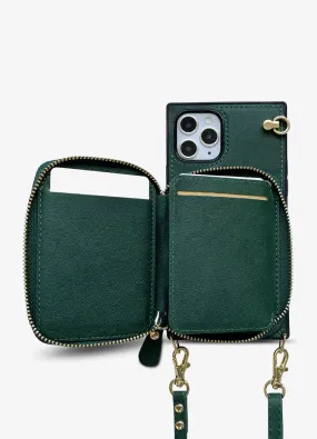 Boxy Crossbody Wallet Case in Forest Green