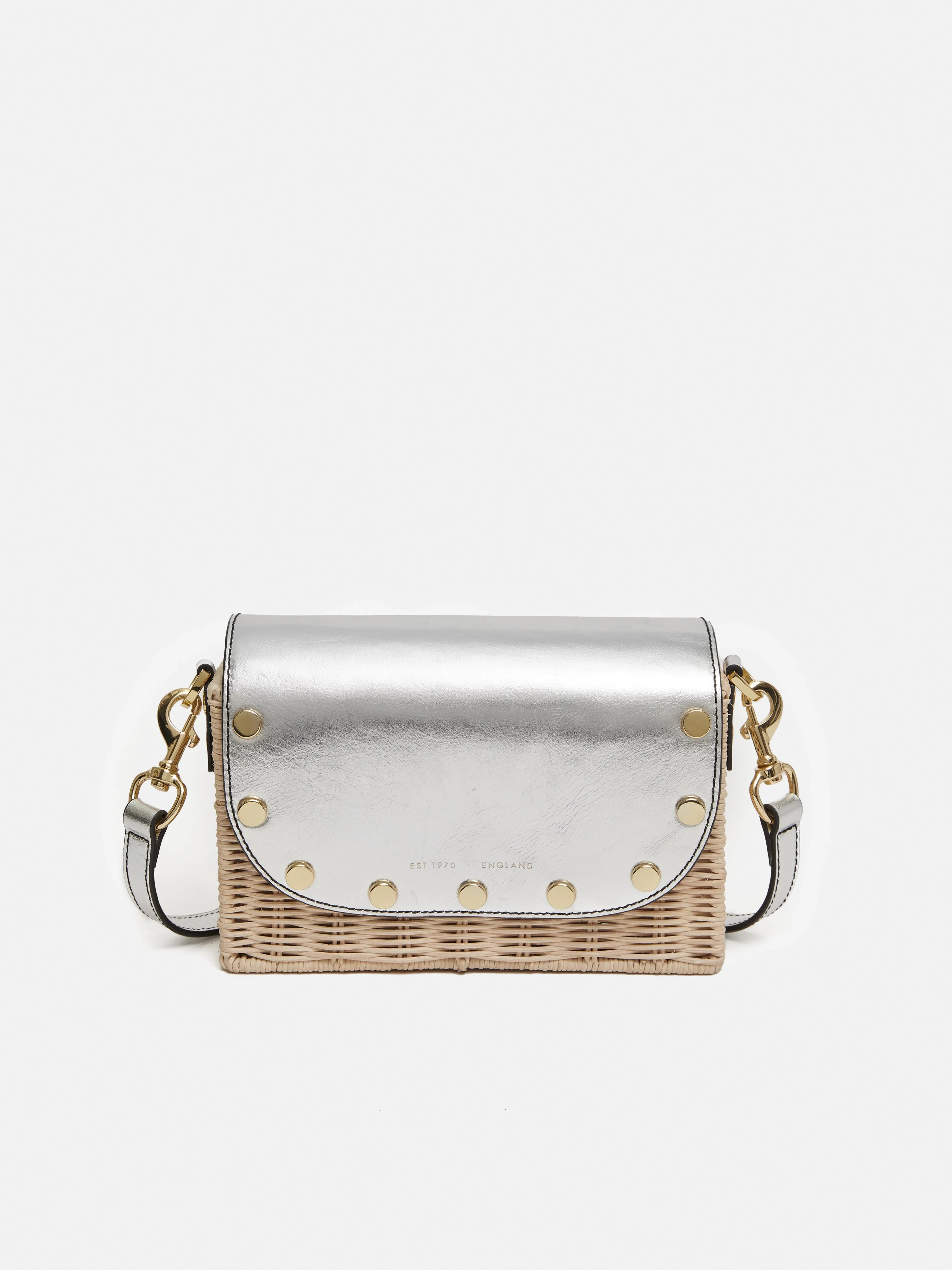 Boxy Straw Cross Body | Silver