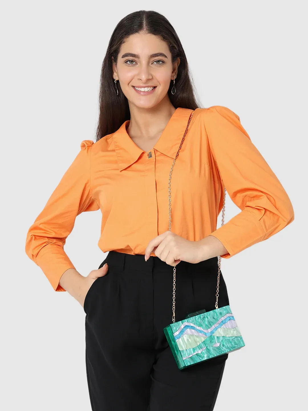 Elegant Small Green Caprese Gia Clutch Purse