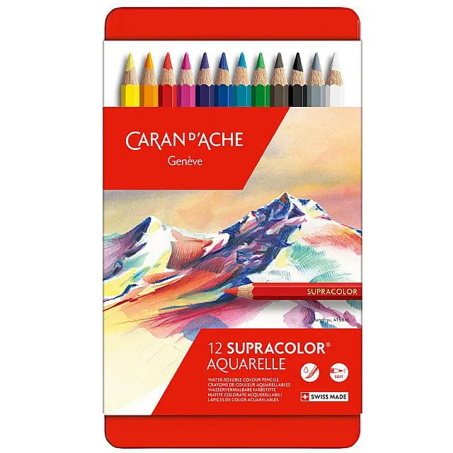 Caran d'Ache Supracolor Water Soluble Pencils Assorted Tin of 12