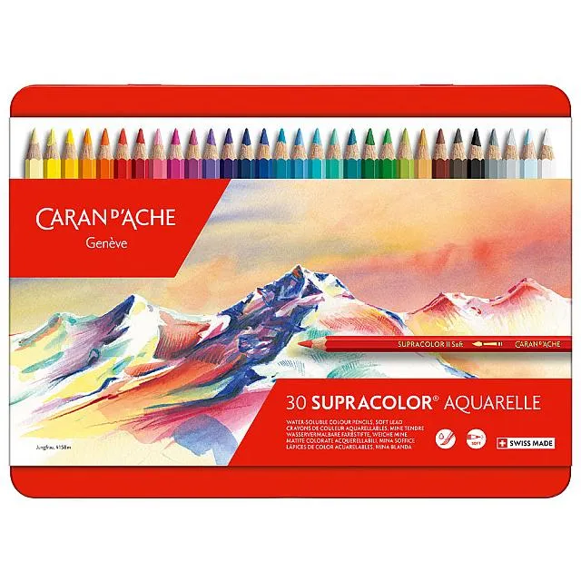 Caran d'Ache Supracolor Water Soluble Pencils Assorted Tin of 30