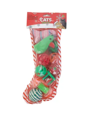 Cat Toys in Christmas Stocking - Set of 10