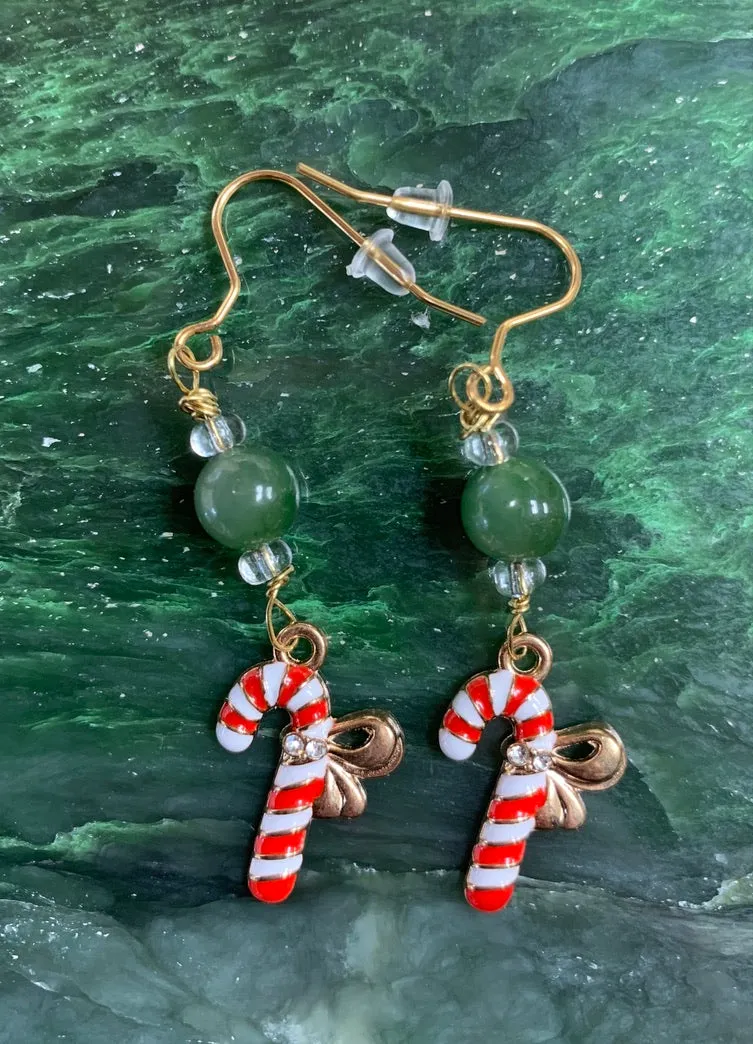 Christmas Jade Dangle Earrings