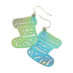 Christmas Socks Metal Cutout Dangle Earrings