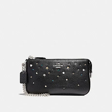 Coach Women's Large Wristlet 19 With Stardust Studs SV/Black F23595 SVBK