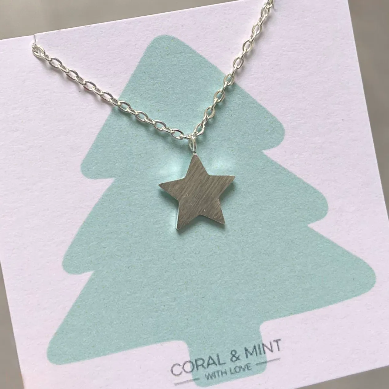 Coral & Mint Silver Star Necklace