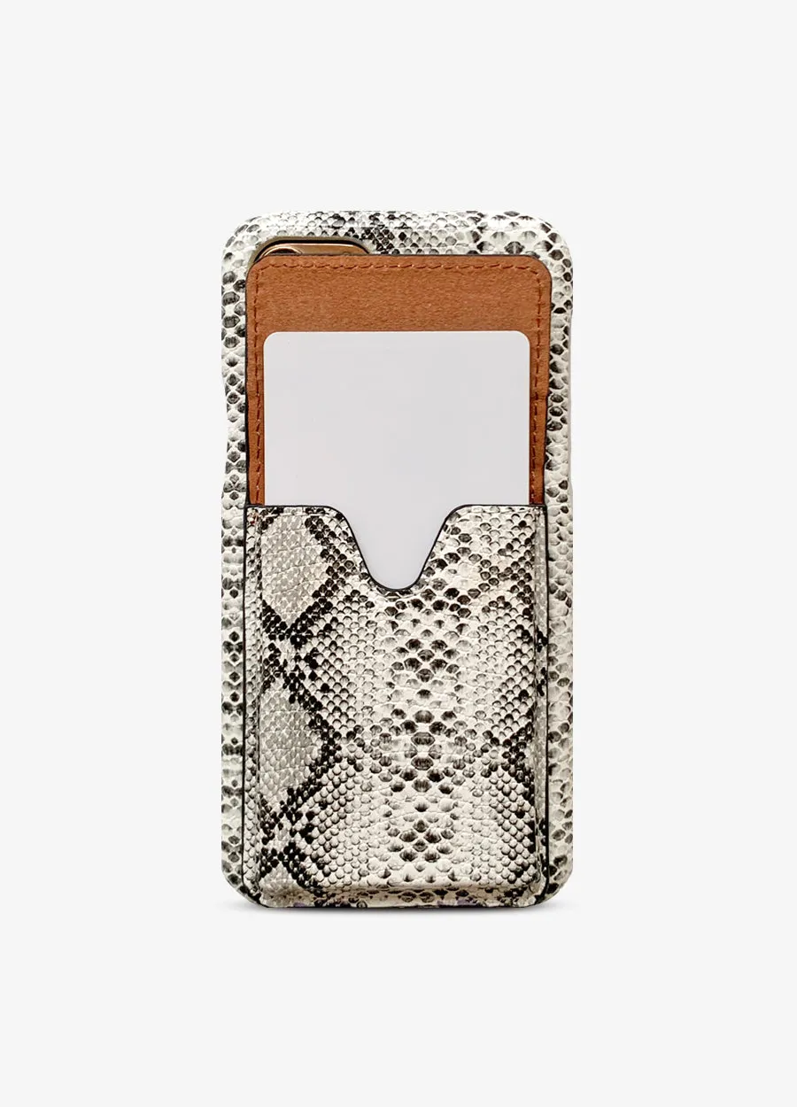 Crossbody Card Case in White Snakeskin