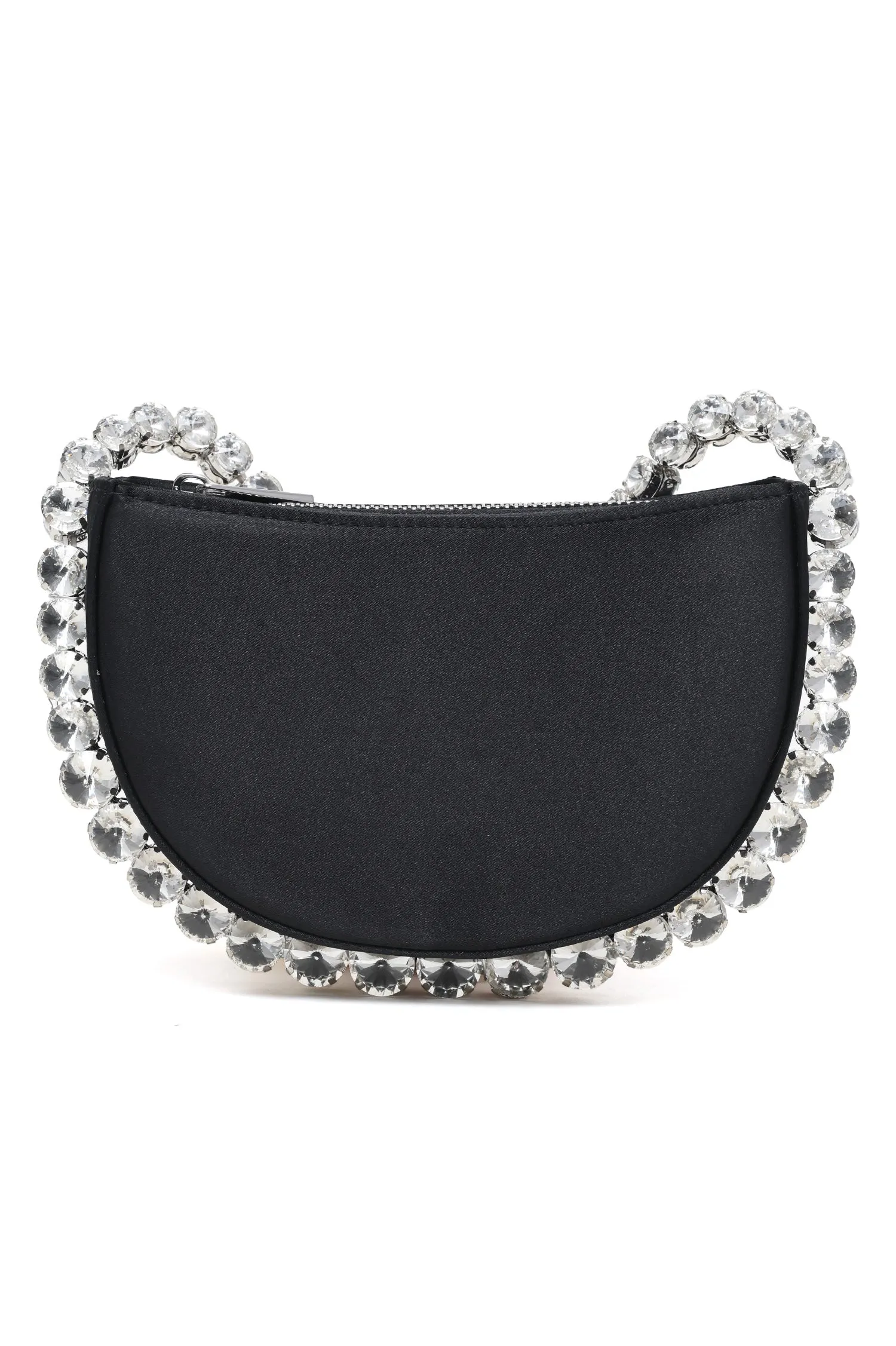 CRYSTAL EMBELLISHED CRESCENT BAG-BLACK