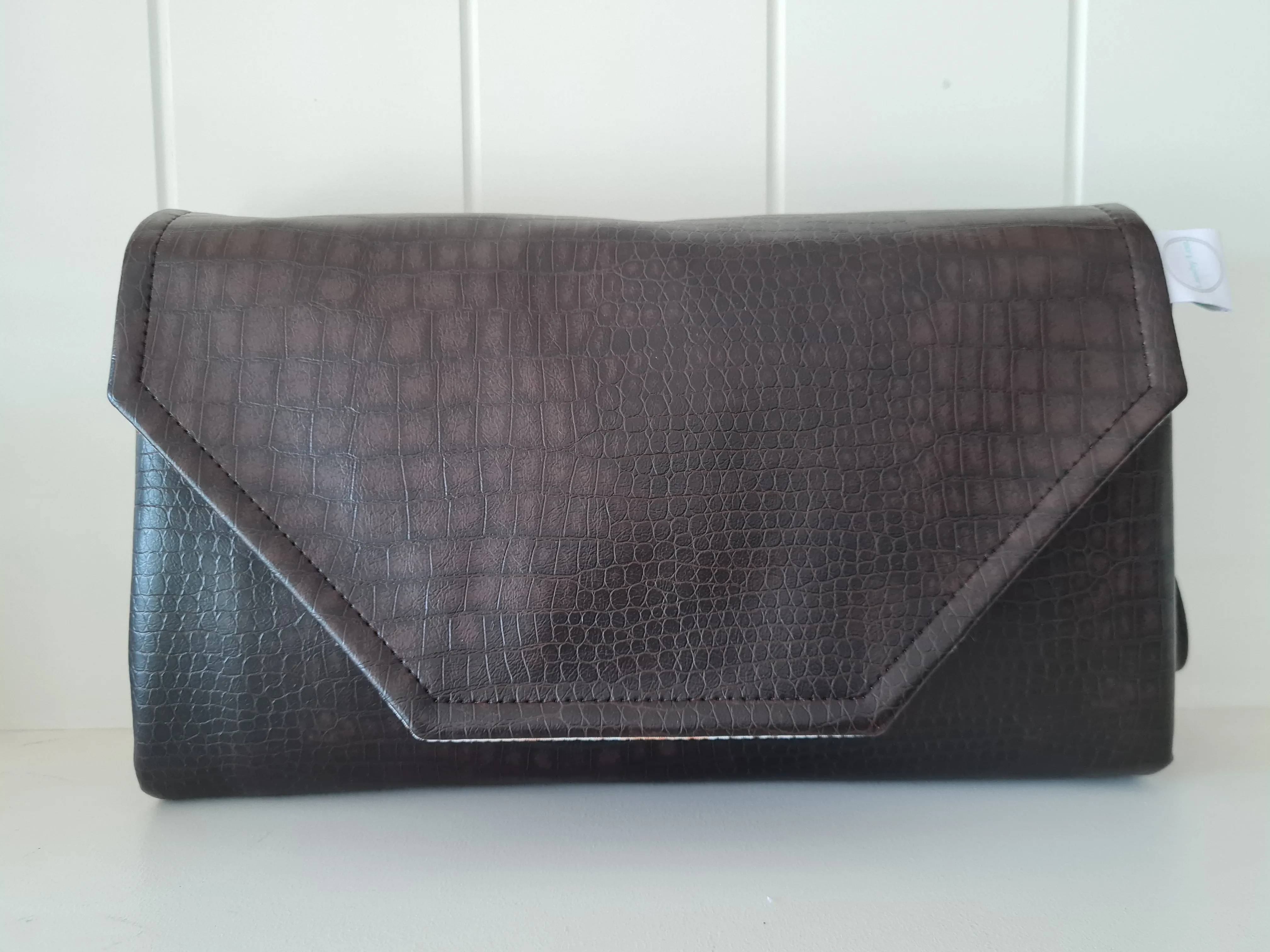 Dark Brown Faux Leather / Vintage Butterfly Bloom Nappy change mat clutch