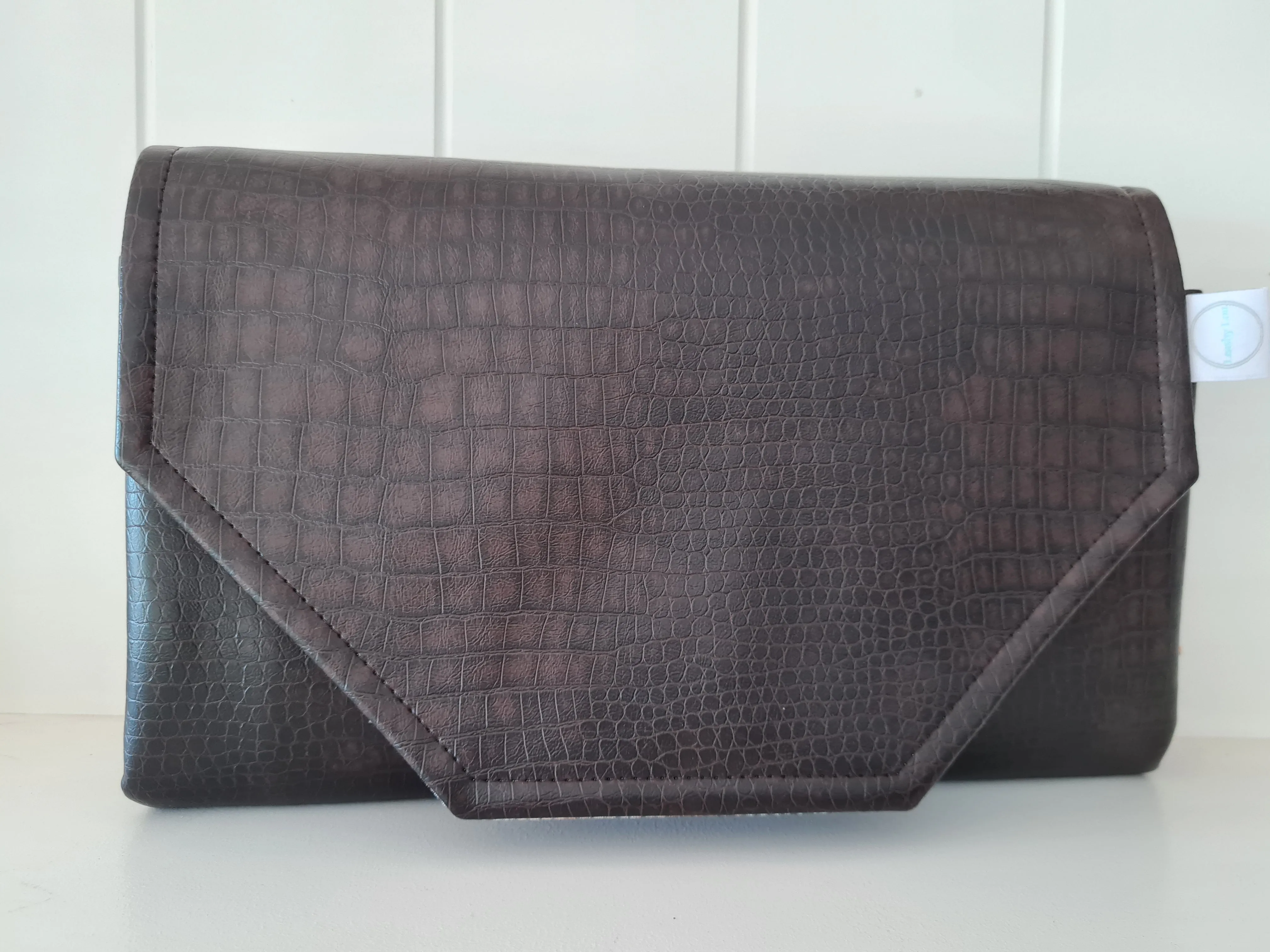 Dark Brown Faux Leather / Vintage Butterfly Bloom Nappy change mat clutch