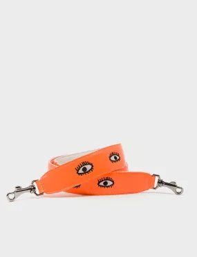 Detachable Neon Orange Leather Shoulder Strap - All Over Eyes Embroidery