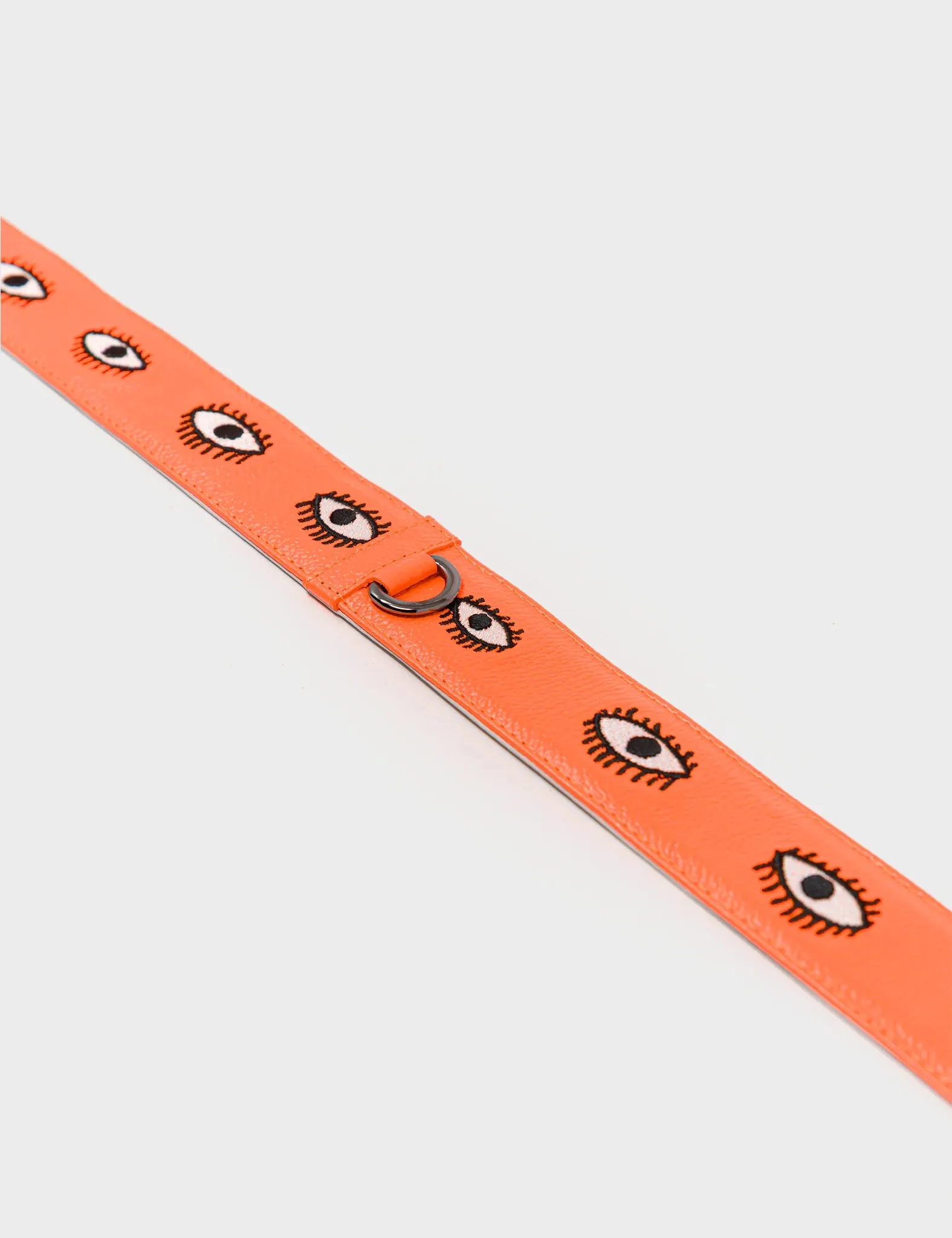 Detachable Neon Orange Leather Shoulder Strap - All Over Eyes Embroidery