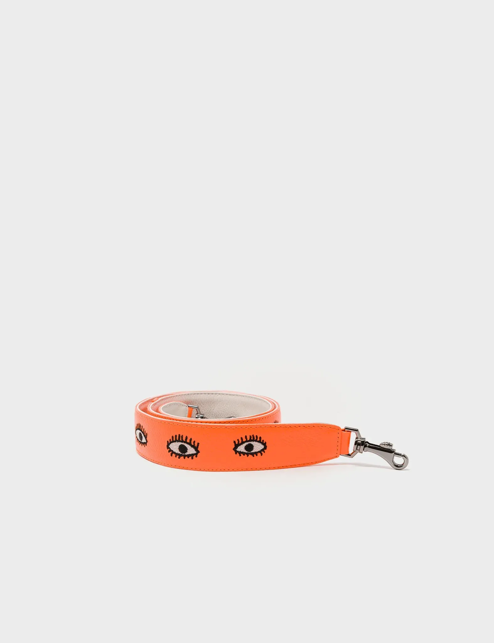 Detachable Neon Orange Leather Shoulder Strap - All Over Eyes Embroidery