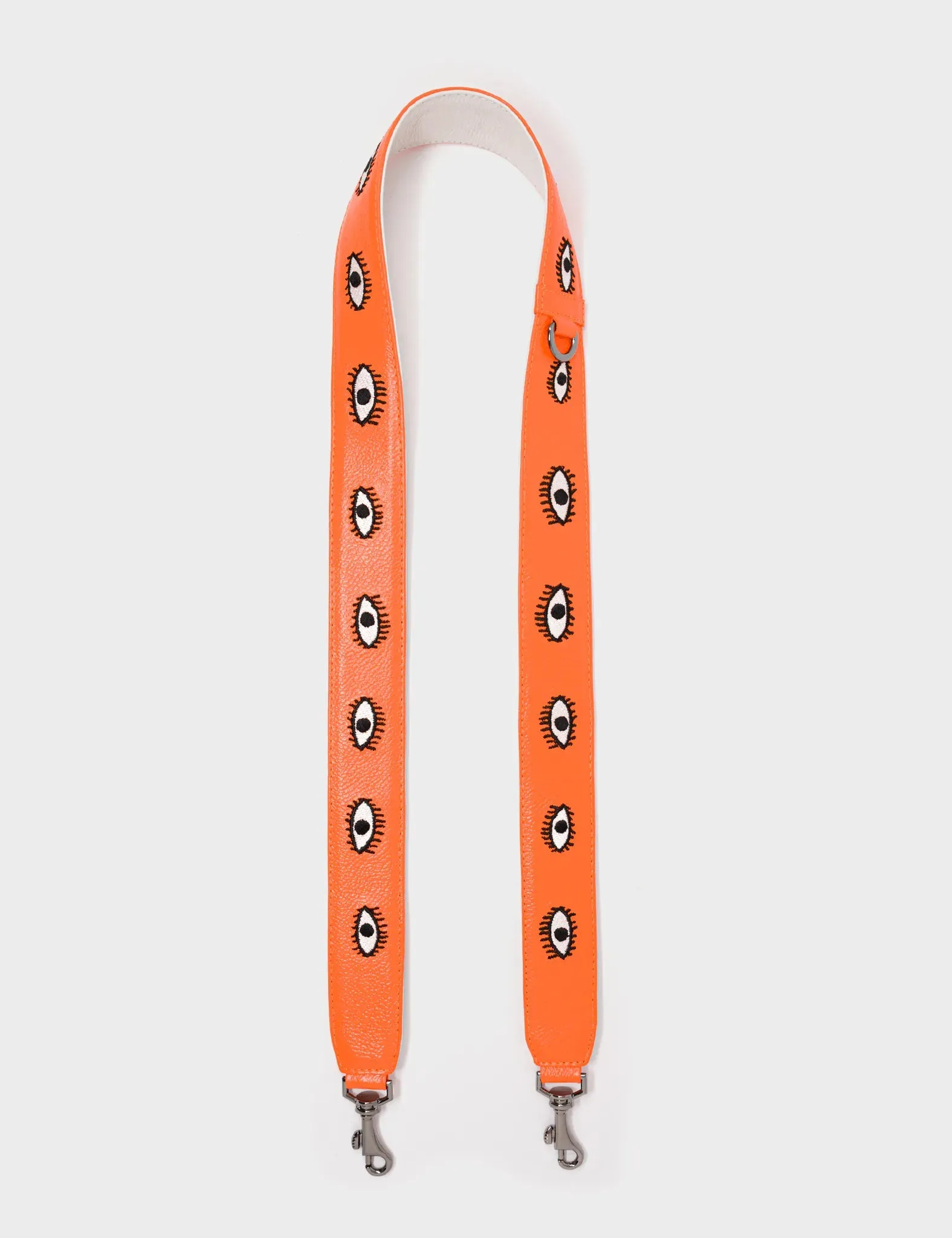 Detachable Neon Orange Leather Shoulder Strap - All Over Eyes Embroidery