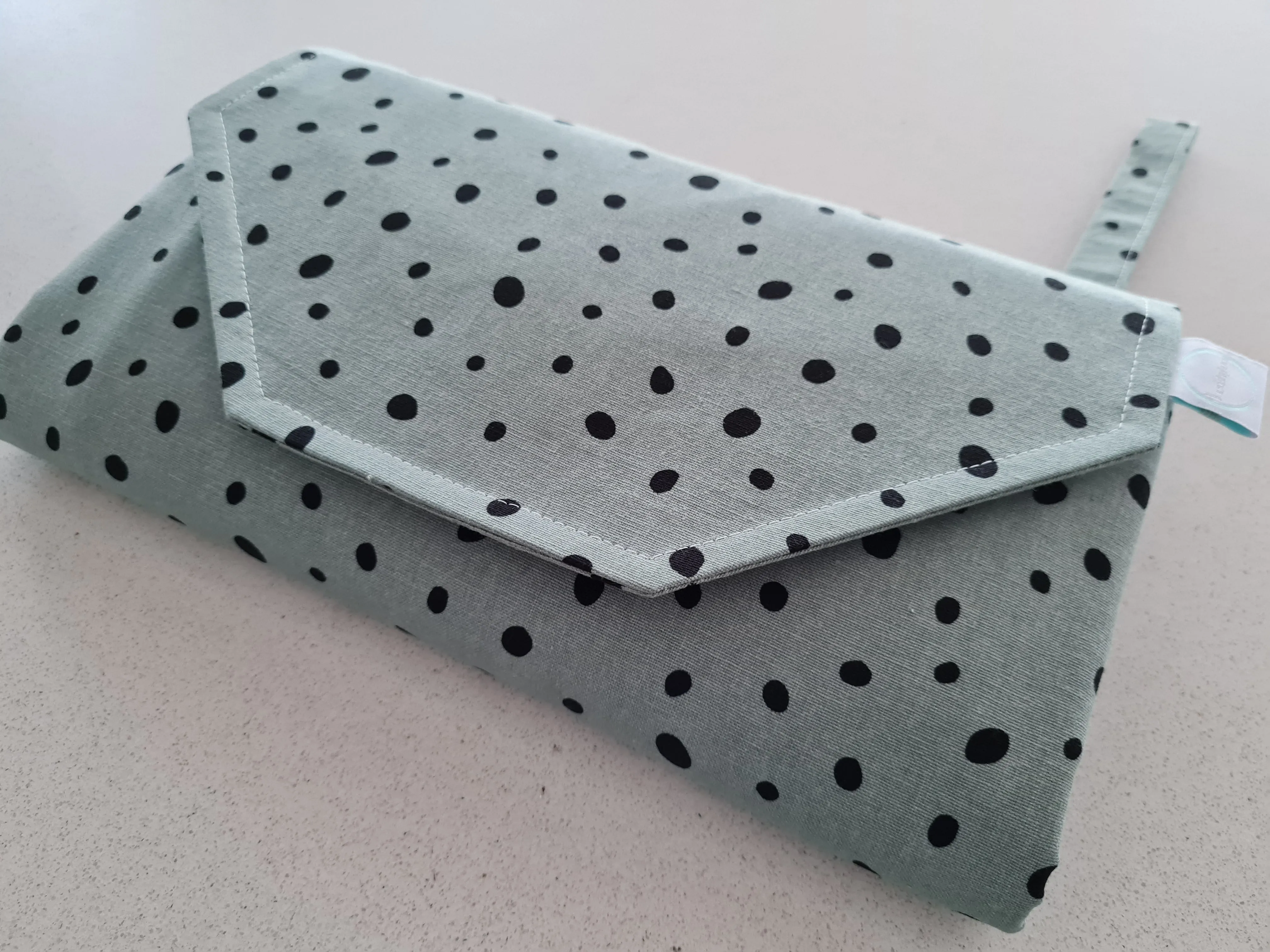 Dots on Green Nappy change mat clutch (Pre Order - Dispatches 10 - 12 days)